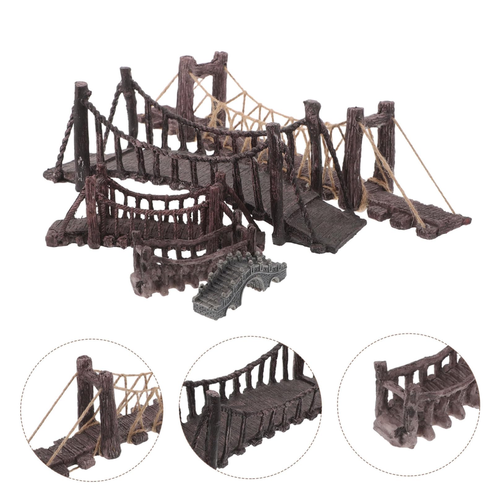 Toyvian 5pièces Décoration Aquarium Japonais Ornements pour Aquarium Ornement De Pont Suspendu Petit Pont Décoration De Jardin Féerique Miniature De Jardin Miniatures