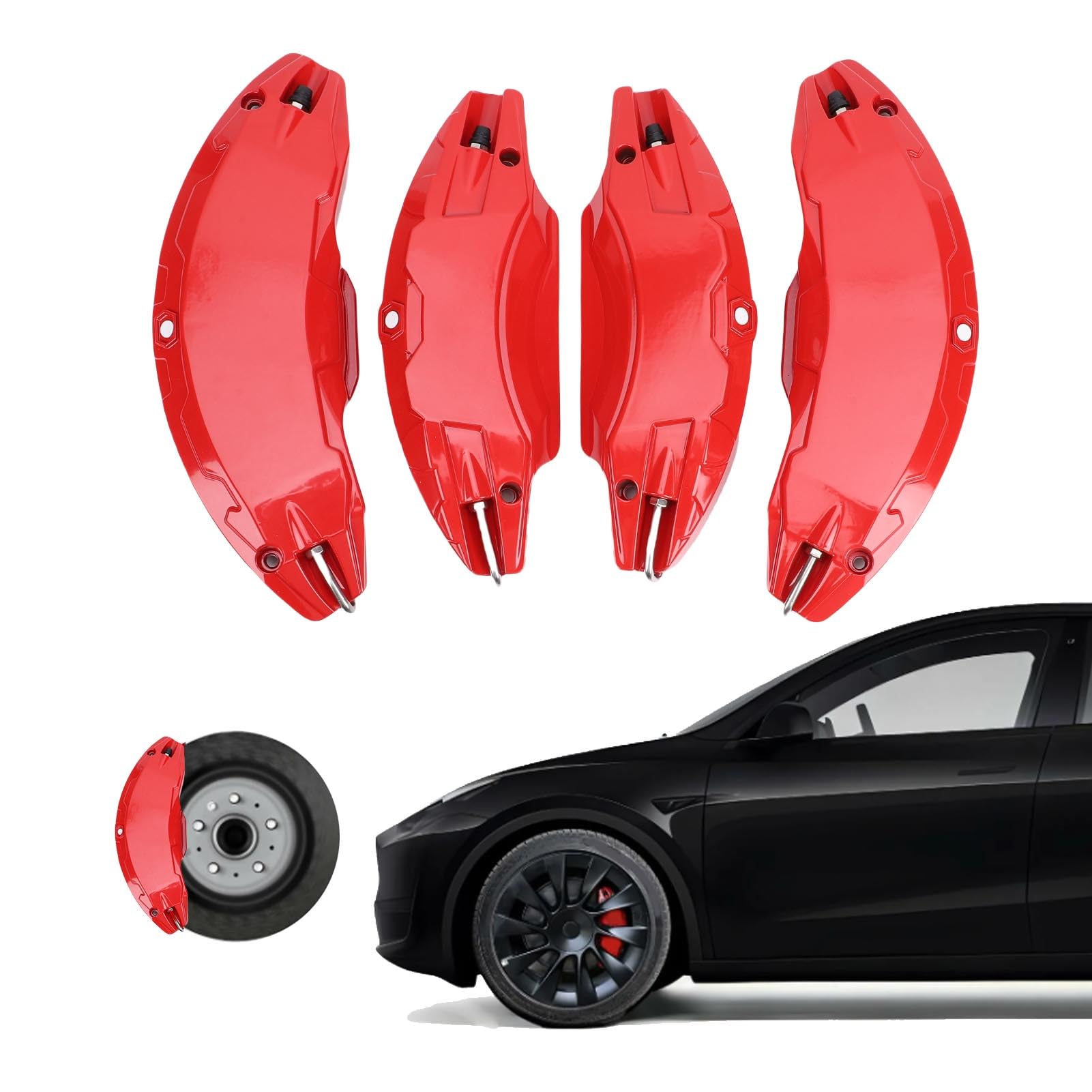 Acouto Copri Pinza Freno, Set Copri Pinza Ruota in Lega di Alluminio per Ruote Juniper 19 Pollici e 20 Pollici con Accessori di Installazione, Adatti per Modello AWD (rosso)
