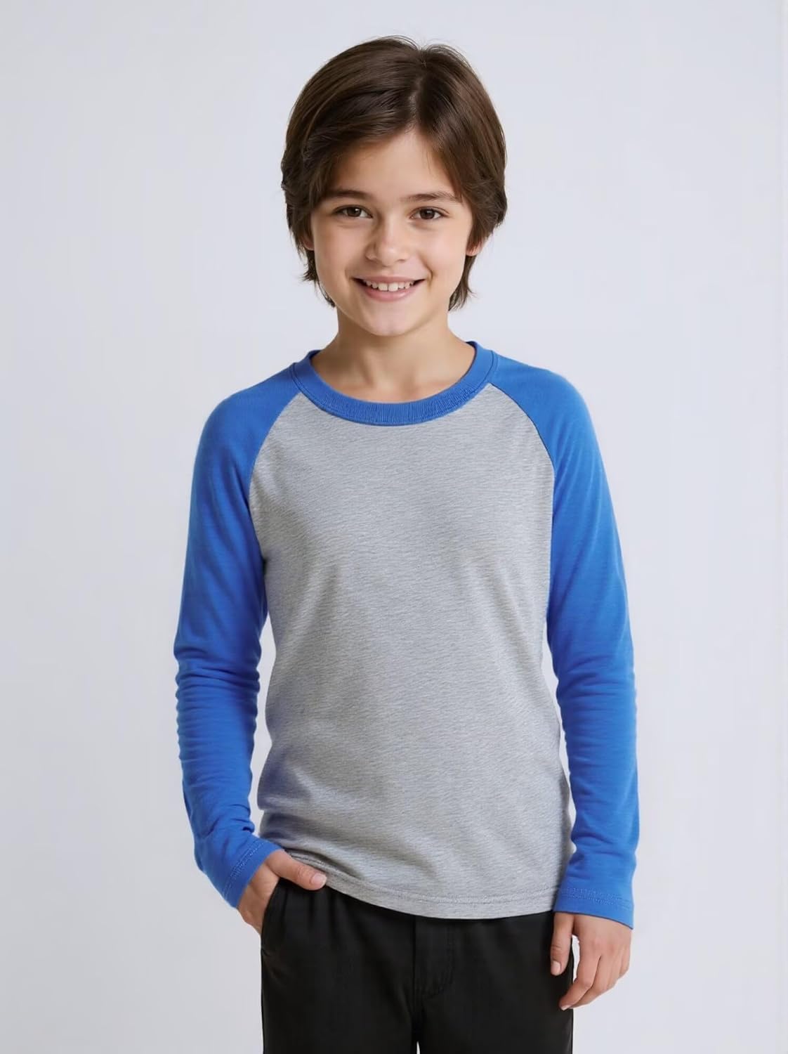 Huata 2 Packs Boys Girls T-Shirt Long Sleeve Crewneck Tee - Image 2