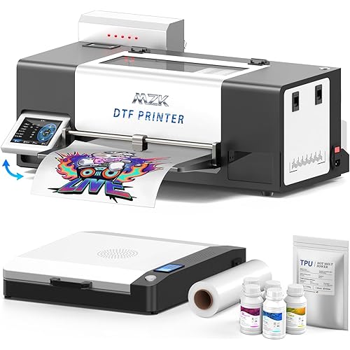 MZK A3 Pro XP600 DTF Printer,Automatic Time Cleaning Printhead Maintain+Ink Anti-Clog Filter,2X-Speed Compared to L1800,5" Rotatable Touch Screen,Dual Ink Level Alert,Film Cutter,Gift Ink 2 Years