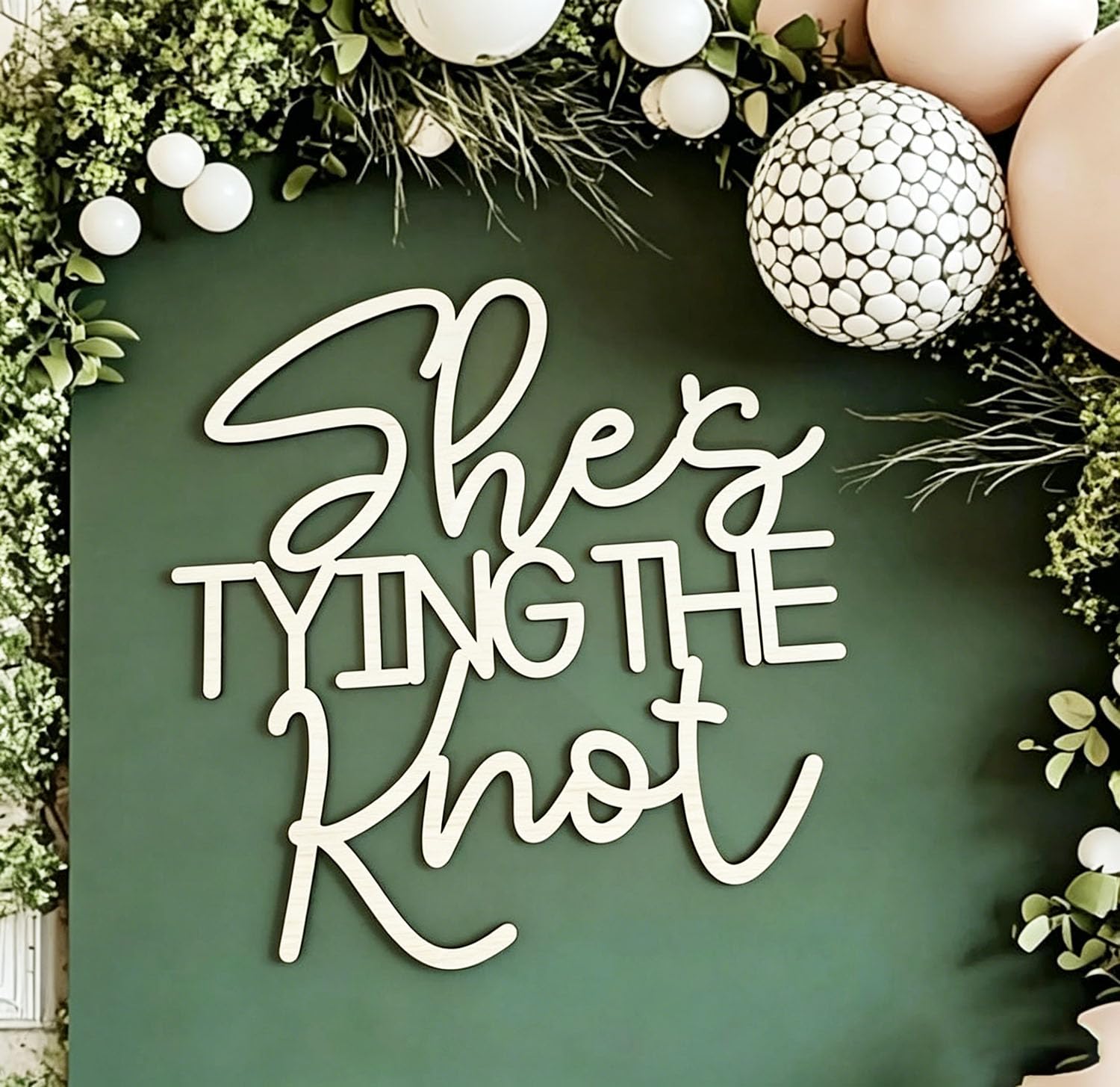 She's TYING THE Knot Sign for Backdrop,Wooden Bridal Shower Party Decor for Bachelorette Engagement Wedding Bridal Shower Party Supplies