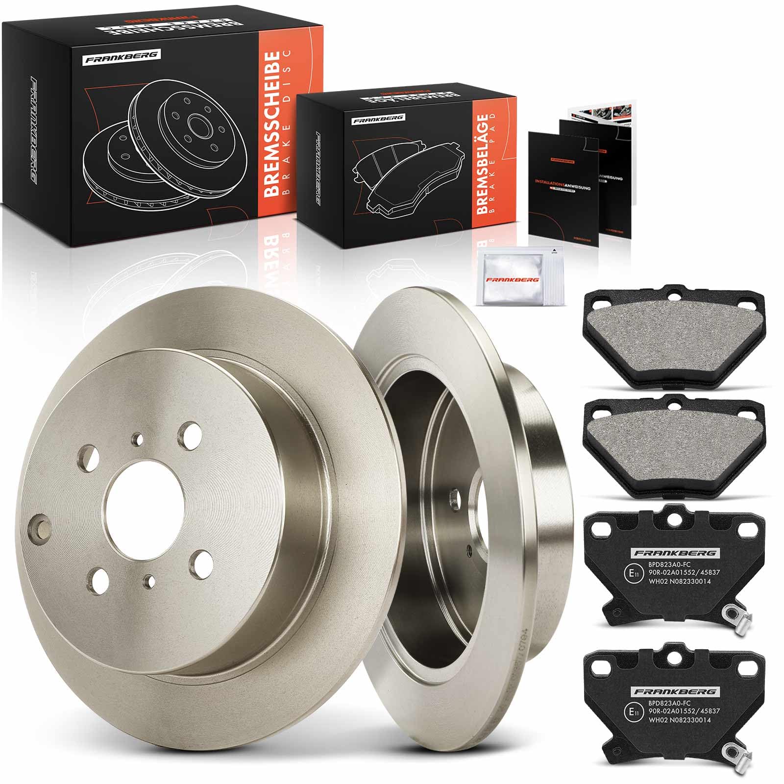 Frankberg Set freni incl. 2x Dischi Freno + 4x Pastiglie dei Freni Posteriore Compatibile con Yari.s Verso P2 Coroll.a E12 Coroll.a Verso E12 Replace# 0446652040, 0446652050