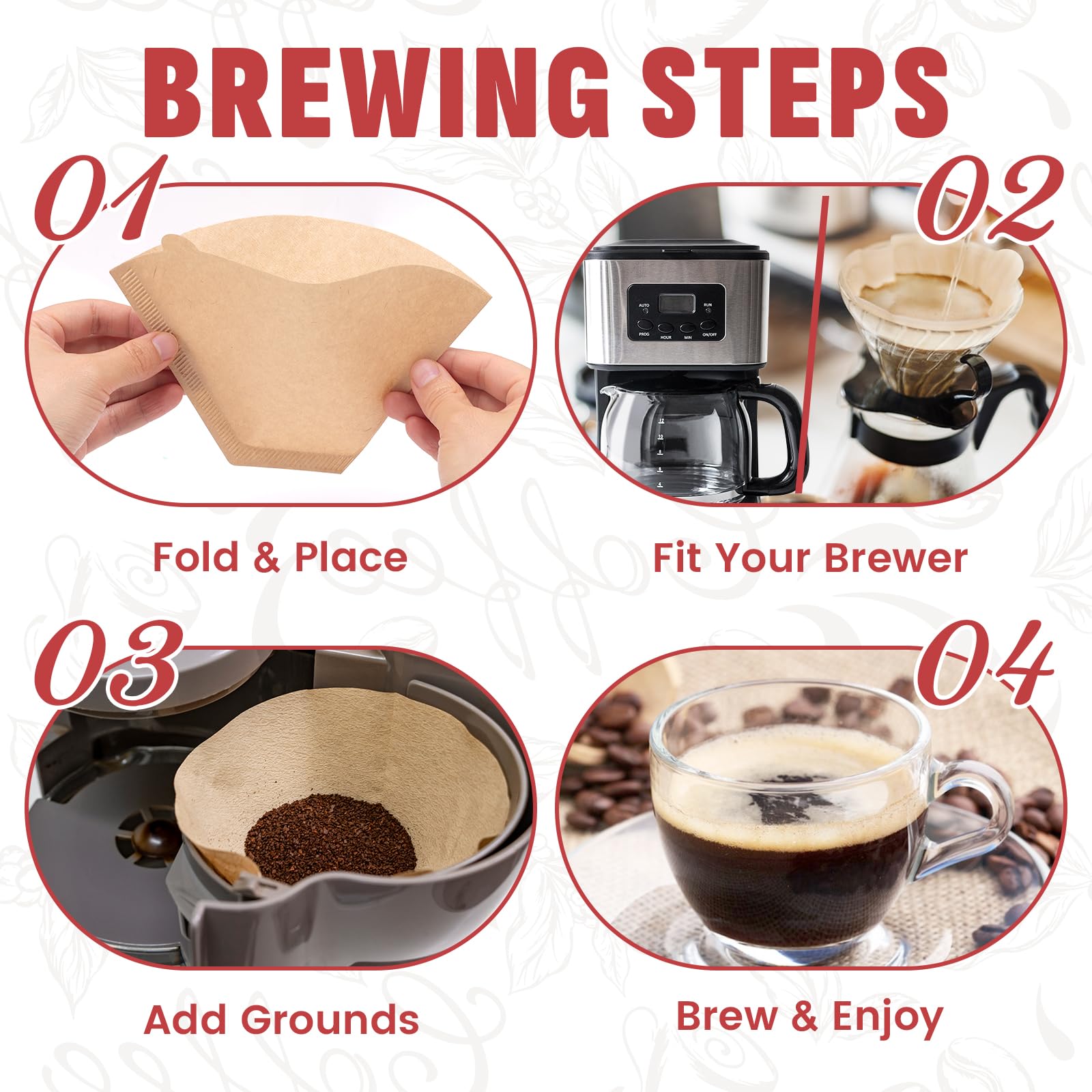 200 Stück #4 Kegel-Kaffeefilter, Einwegfilter, ungebleichte natürliche Papierfilter für 8–12 Tassen, Drip & Pour Over Kaffeemaschinen, kompatibel mit Ninja & Cuisinart Kaffeemaschinen