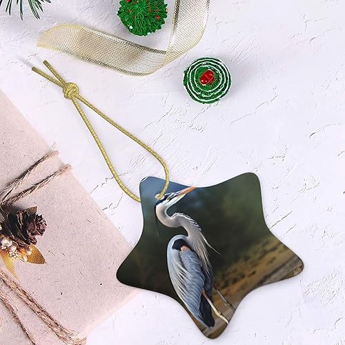 Miniatura 4 de Adornos para árbol de Navidad, garza de cerámica, decoración colgante para árbol de Navidad, bonita decoración colgante en forma de estrella,