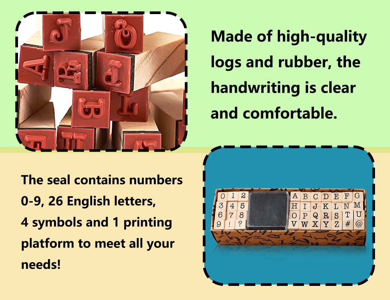 ZoeTekway 40 piezas de sellos de letras, alfabeto de madera sellos de letras, números y símbolos, con almohadilla de sellos, para scrapbooking arte artesanía tarjeta de decisiones