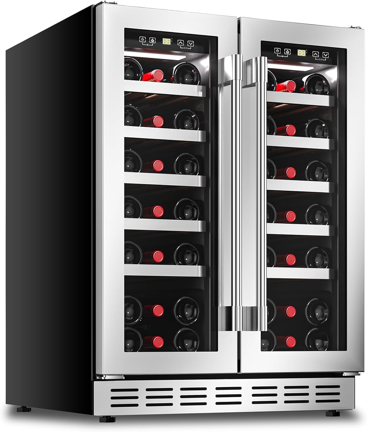 Rockitch 24" W Dual Zone Wine Cooler Refrigerator, Built-in Wine Chiller