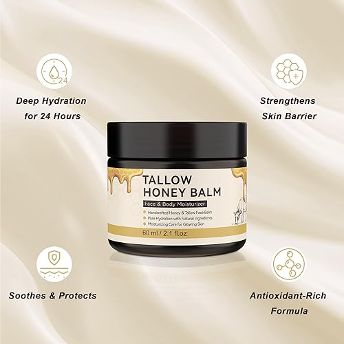 Miniatura 5 de Bálsamo de ternera alimentada con pasto  Hidratante profundamente hidratante con cera de abejas y miel silvestre para piel seca y sensible (cara y