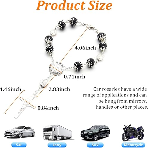 Miniatura 2 de 2 rosarios de automóvil para espejo retrovisor, decoración personalizada para colgar en el espejo retrovisor, colgante de rosario para espejo