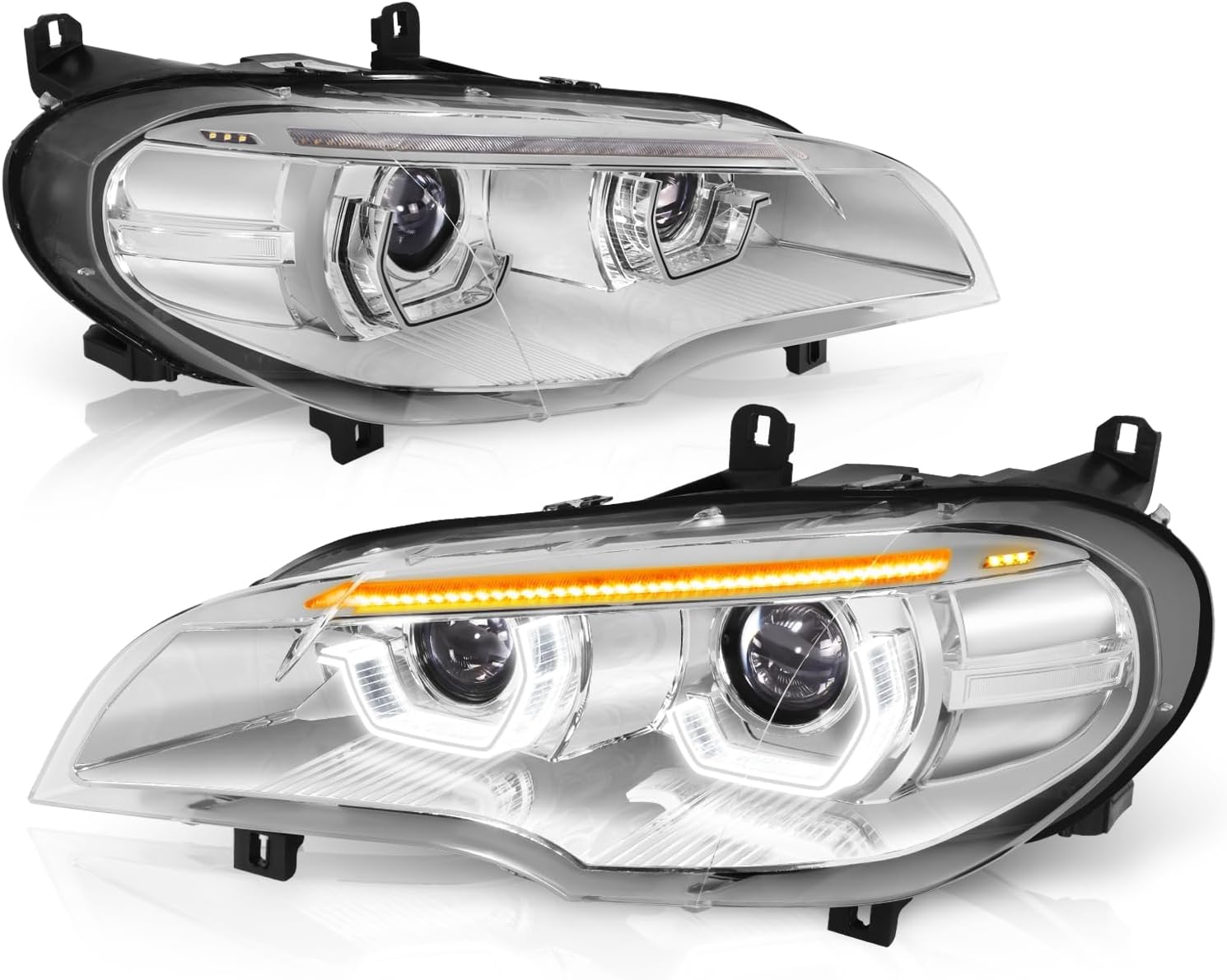 Auto Dynasty Dual Animated Halo Sequential LED Projector Headlights for BMW X5 (2011–2013)