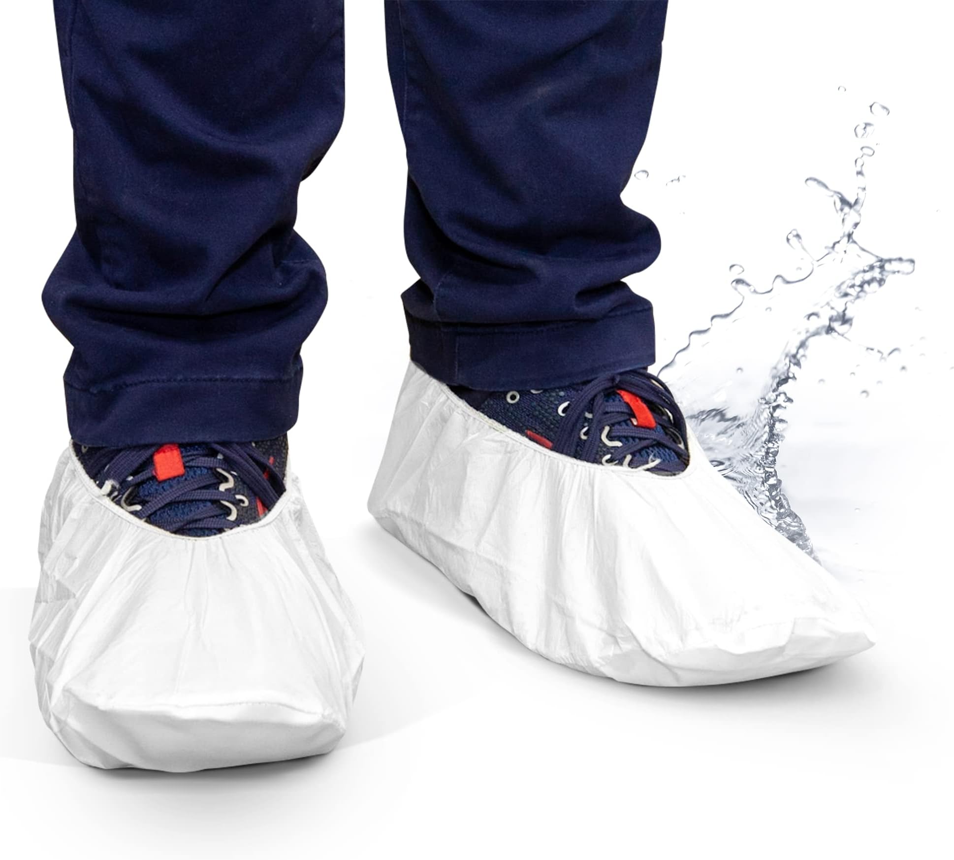 Quest Traction Disposable Shoe Covers - Non Slip Sole - Protective Disposable Shoe Covers for Indoors Non Slip - White - Large Pack of 3