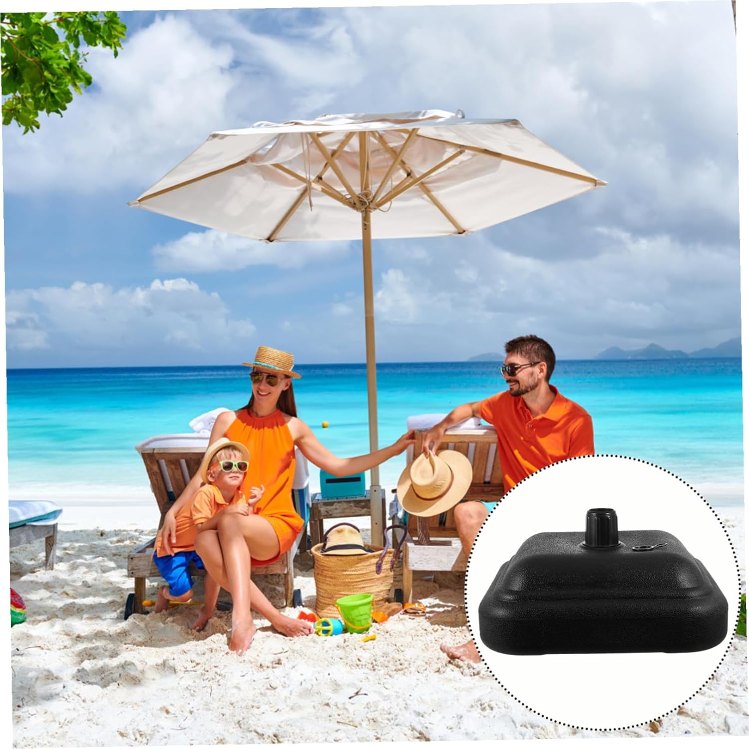 1pc Sand Injection Umbrella Base for Outdoor Sunshade Heavy Duty Water Sand Fillable Stand Fits Poles for Beach Garden and Patio Use