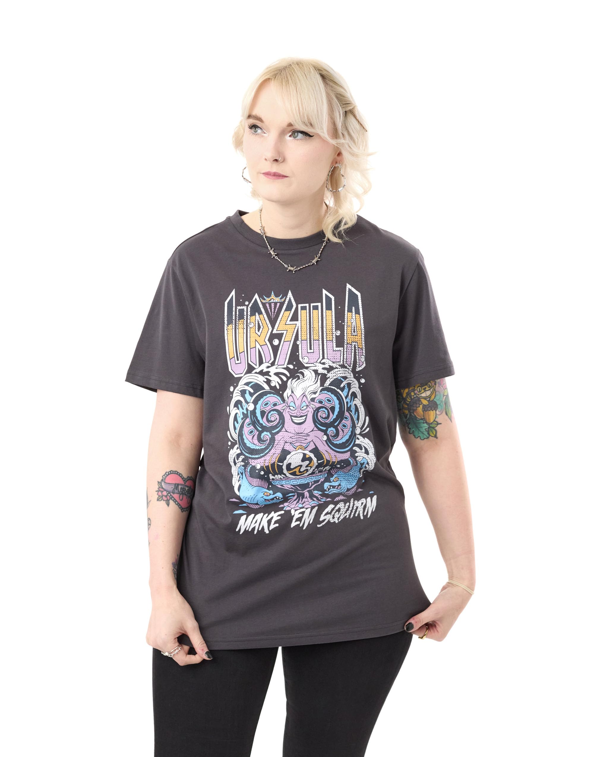 Disney (Medium) Villains Short Sleeved T-Shirt (Womens ) Grey