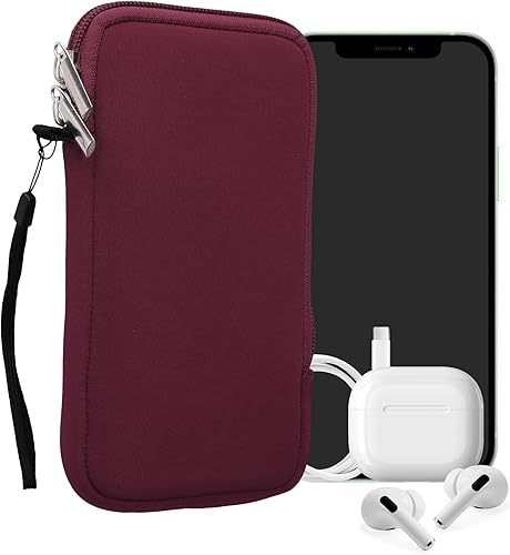 Miniatura 63 de kwmobile Bolsa de neopreno para teléfono tamaño XL - 6.7/6.8 pulgadas - Funda universal para celular con cremallera, correa para la muñeca, amarillo