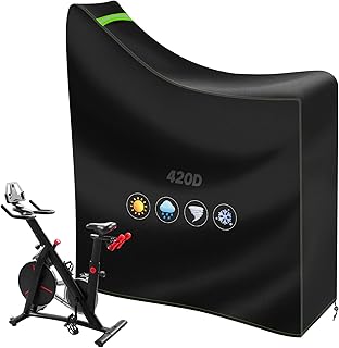 Funda Bicicleta Estatica, Oxford 420D PU Impermeable, Funda Bicicleta para Exterior y Interior, con Cordón Ajustable y Asa Reflectante, Protectora Completa para Spinning