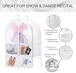 40 Inch Dance Garment Bags (3 Pack) – Clear PVC Costume Bags with 4 Zipper Pockets, and Hanging Design for Kids and Dancers, Perfect for Travel, Dance Competitions, and Closet Storage