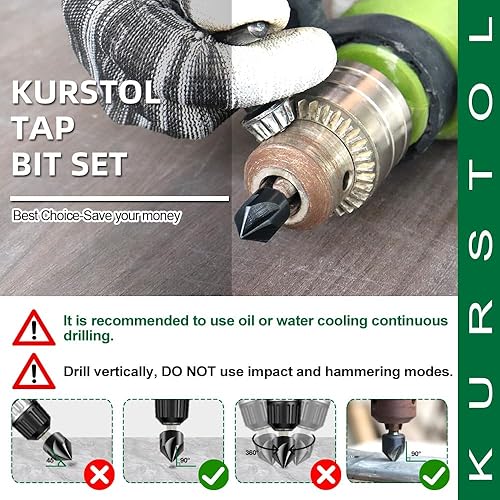 Miniatura 5 de Juego de brocas avellanadas M35 HSS TIALN recubiertas para acero inoxidable, hierro, aluminio, cobre, 5 piezas de broca avellanada de 14"-34"