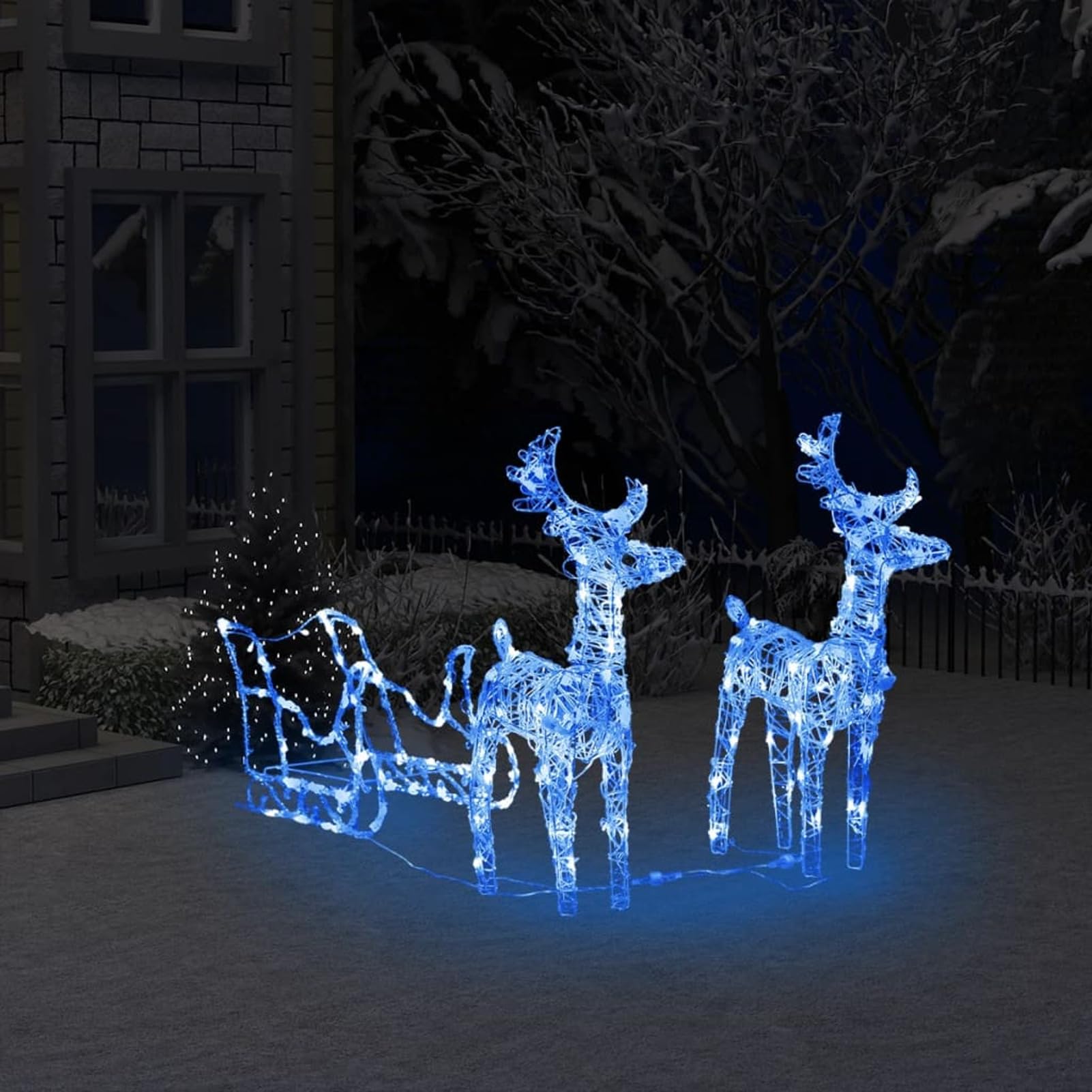 ZEYUAN Reno y Trineo Adorno Navideño 160 Leds, Decoración Exterior, Figura Luz, Reno Luminoso Exterior, Acrílico 130 cm