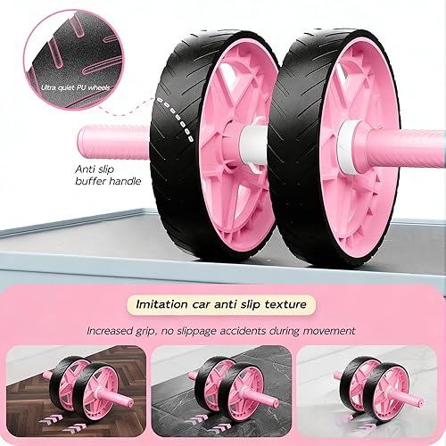 Miniatura 5 de Double-Wheel Ab Roller for Core Training – Rebound Design with Adjustable Elastic Band, Silent Non-Slip Wheels, Detachable Build, Knee Pad & Bands –
