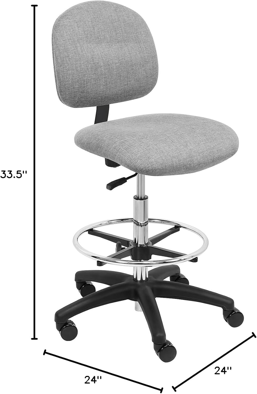 BenchPro Standard Multi-Purpose Fabric Tall Chair with Adjustable seat and Back Height. Advanced Fabric seat Cover is Easy to Clean (Gray)