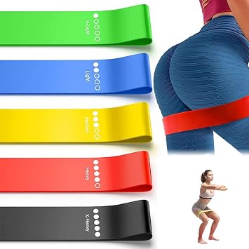 Resistance Bands, Elastic Exercice Loop Bands for Physical Therapy, 5 Set of Stretch Bands for Booty Legs, with Instruction Guide and Carry Bag