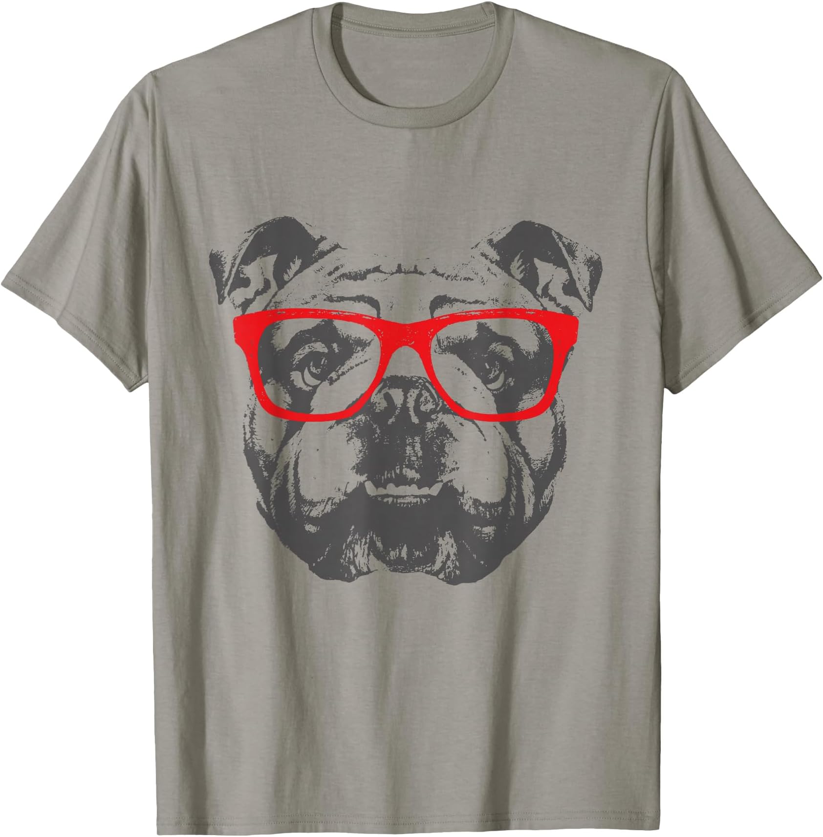 English Bulldog with red Sunglasses Style and Design T-Shirt