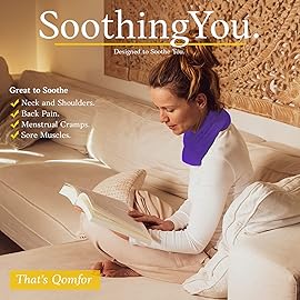 Qomfor Microwave Heating Pad - Large Microwavable Wheat Bag Heat Pack for Neck and Shoulders, Pain Relief, Back Pain, Arthritis, Period Cramps - Reusable Lavender Heating Pad (Purple)