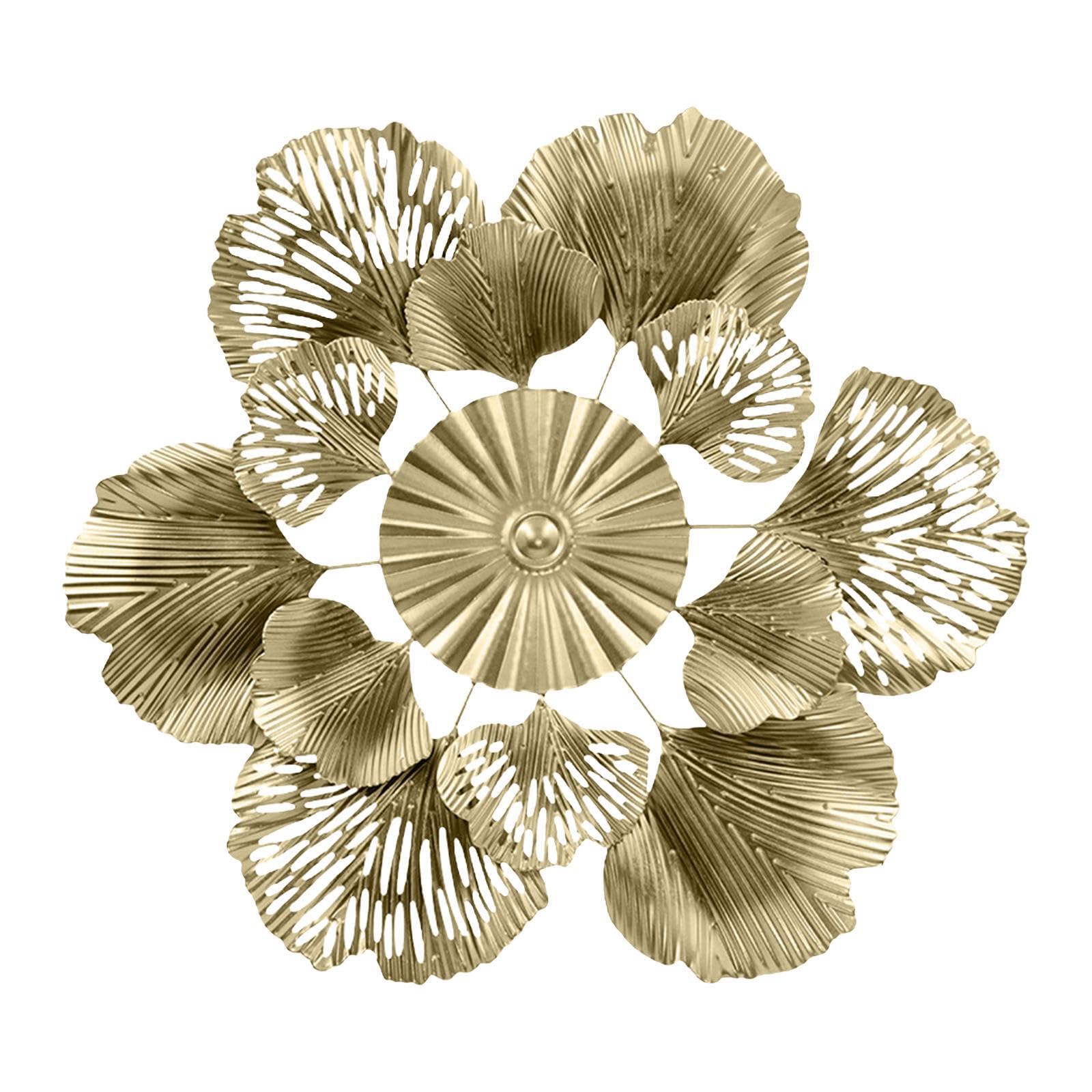 LIXSAZSE Decorative Metal Wall Sculpture Artistic Flower Leaves Unique Craft Hollow Out Details Elements Hanging Wall Art Etc.