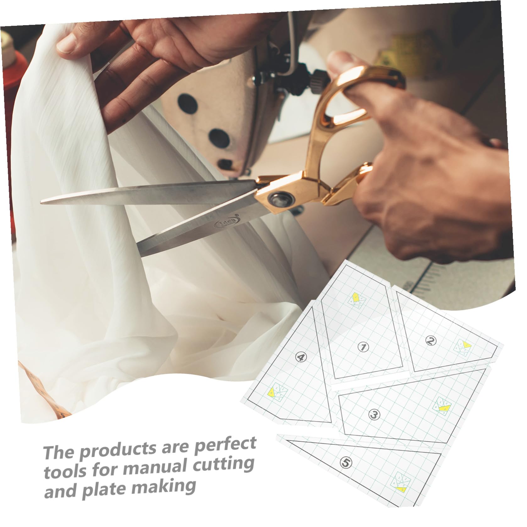 Righello per Cucire in Plastica 5 Pezzi Modello per Trapuntatura e Taglio Tessuti Guide per Sartoria e Patchwork