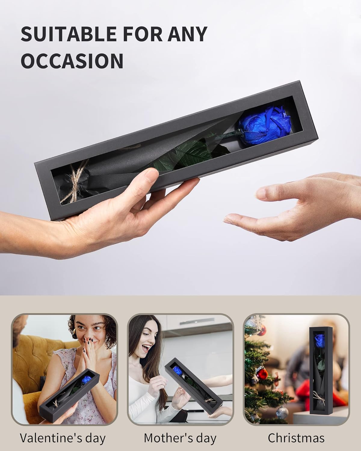 Blue Flowers for Delivery Prime, Preserved Blue Roses Flower Gifts for Women, Real Roses Single Rose Gifts for Her, Mom Birthday Gifts from Daughter, Valentines Flowers - Image 5