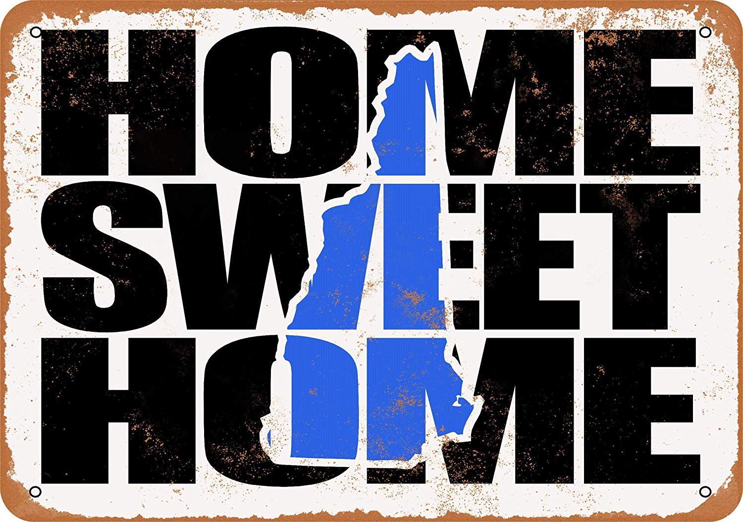 Home Sweet Home New Hampshire Blue Vintage Look Novelty Metal Sign for Home 8 x 12 Tin Sign Man Women Cave Decor