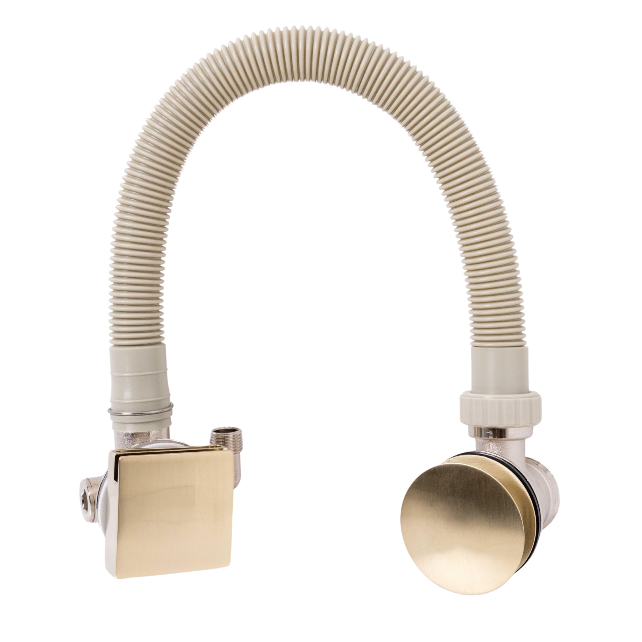 Flode Easy Clean Freeflow Square Click Clack Bath Filler Waste - Brushed Brass - Brass & Polypropylene