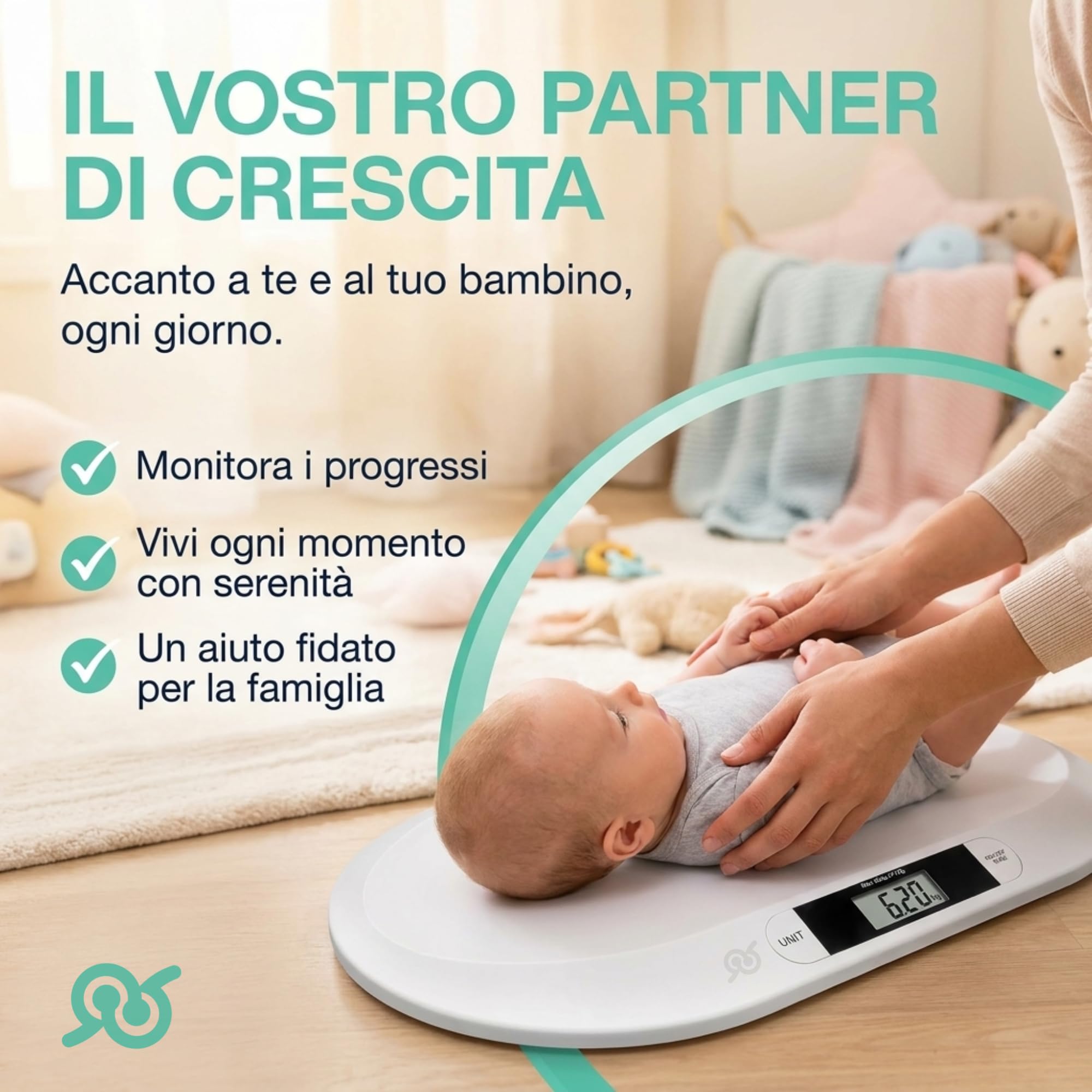 Bilancia Neonato Digital Display LCD Tara Kg Lb Precisione 10G Piattaforma Curva
