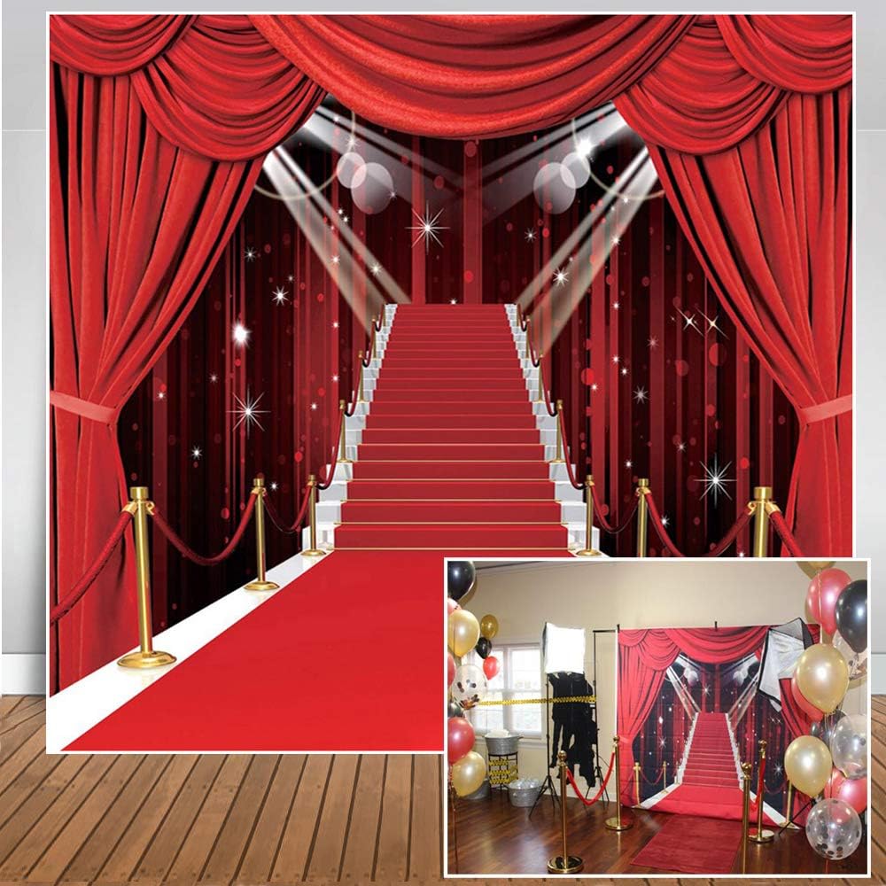 Dance Theme Party Decoration Red Carpet Backdrop Bridal Shower Photo Backdrops for Wedding Stage Prom Party Decoration 8x8ft 053