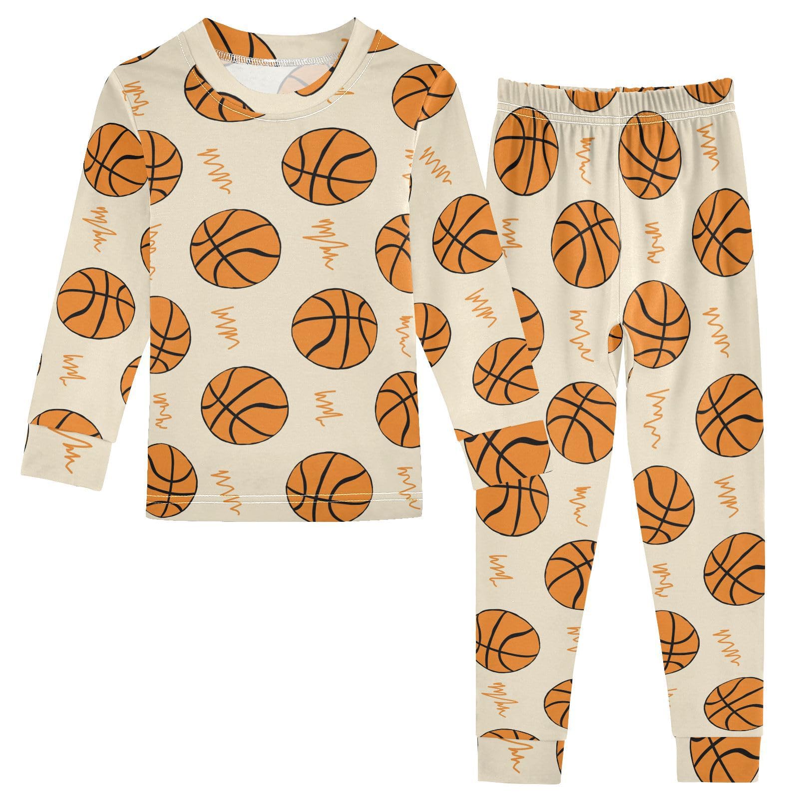 JHKKU Basketball Pajamas Set Cotton 2 Piece Soft Comfy Pjs Long Sleeve Lounge Sleepwear 3T
