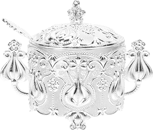 ERINGOGO Tapa y cuchara de caramelo de aleación de zinc de lujo para latas de azúcar y condimentos de cocina