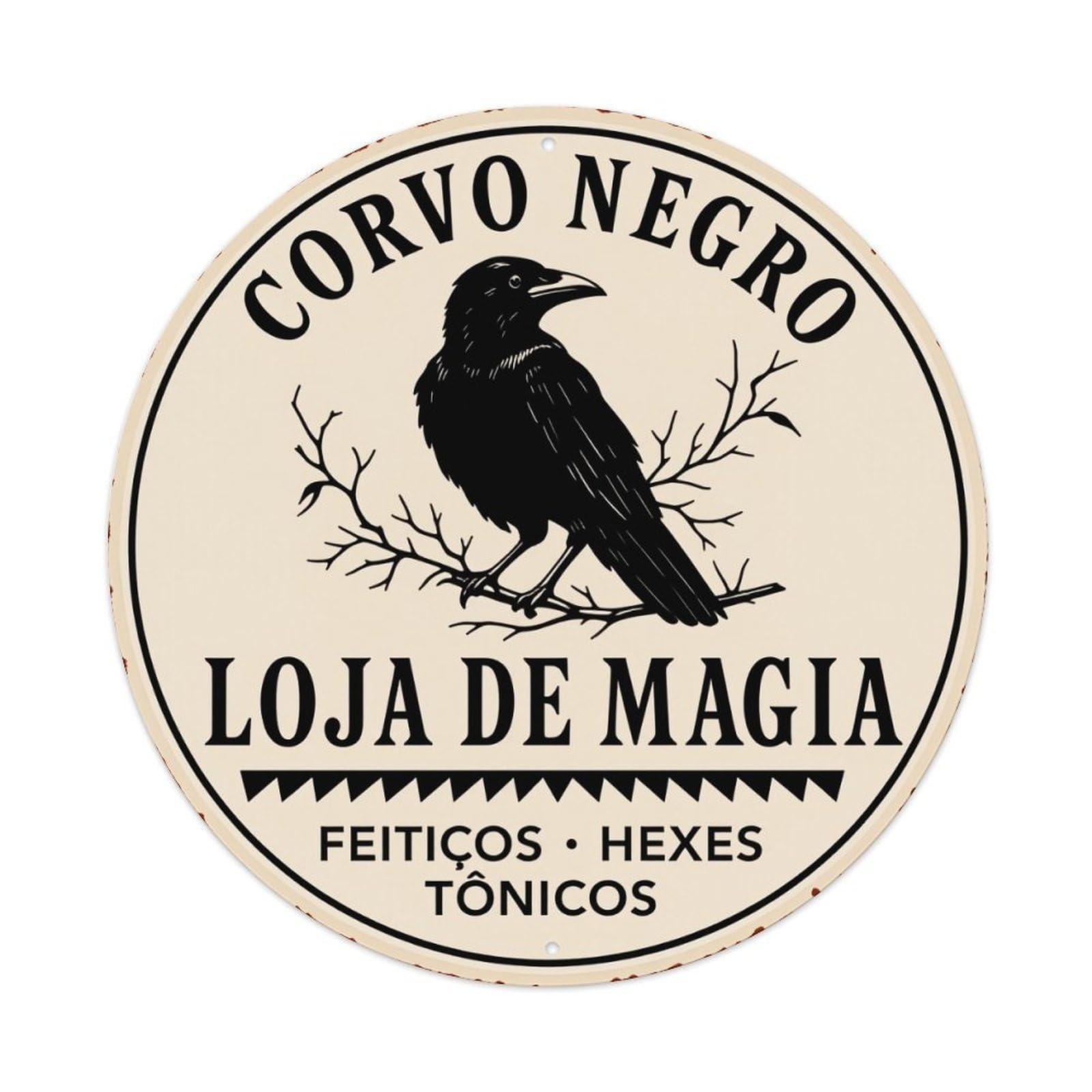 Crow Branch Magic Shop Spells Metal Tin Sign Vintage Garden Bedroom Cafe Bar Man Cave Home Wall Decor Metal Poster 8x8 inches