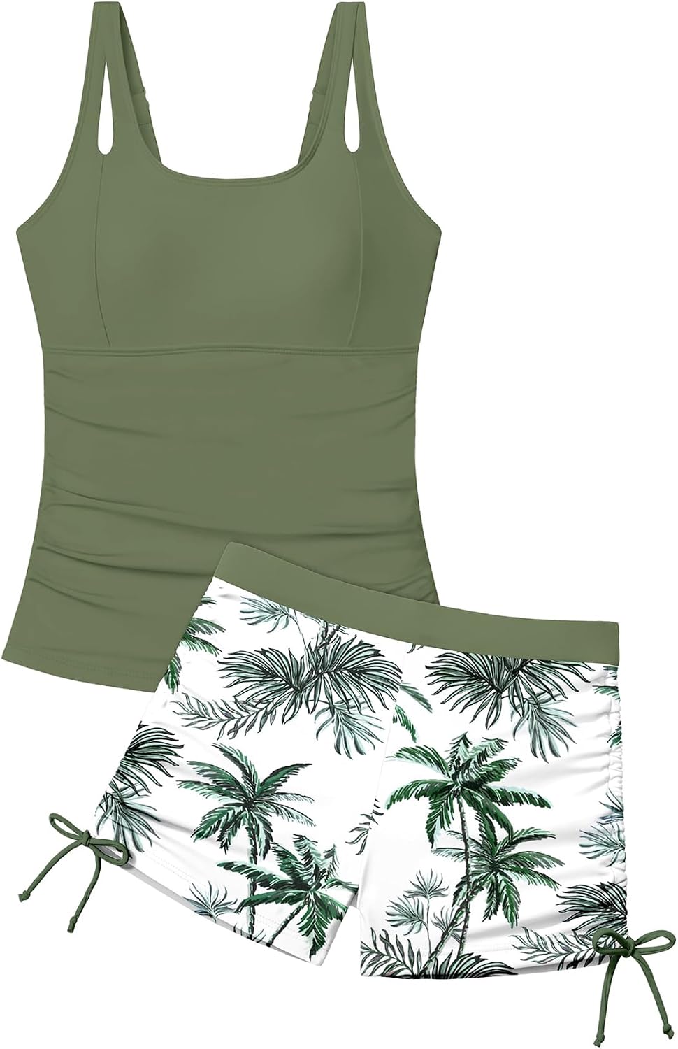 Girls Tankini Swimsuit 2 Piece Bathing Suits with Swim Tank Top and Drawstring Bottoms
