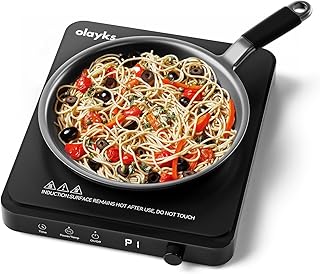olayks Portable Induction Cooktop, Countertop Burner Hot Plate 1500W With Sensor Touch, Electric Induction Cooker With 9-Level Adjustment, 3-Hour Timer, Auto-Shut-Off, LED Display, Auto Pot Detection