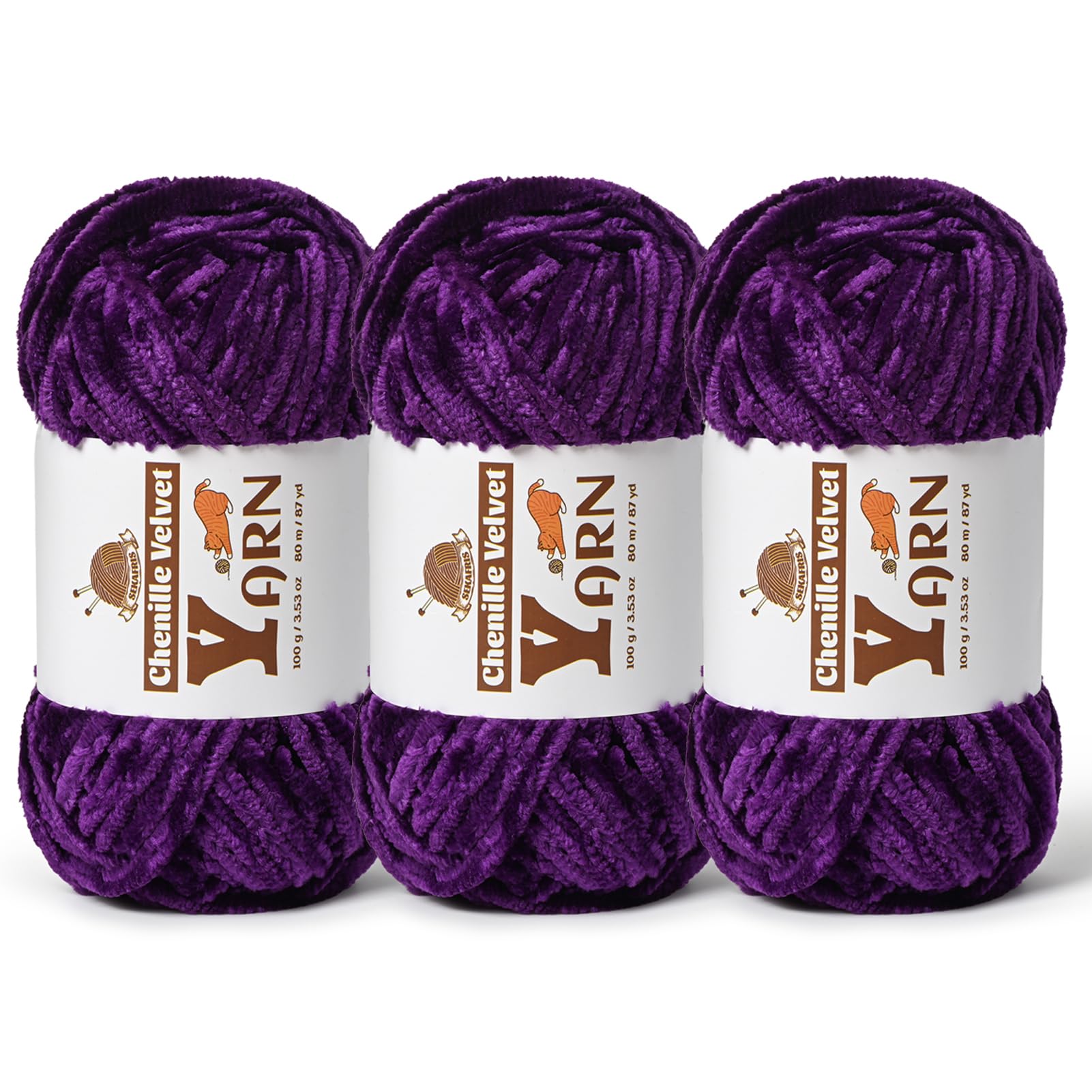 Chenille Crochet Violets Yarn 3 Pack