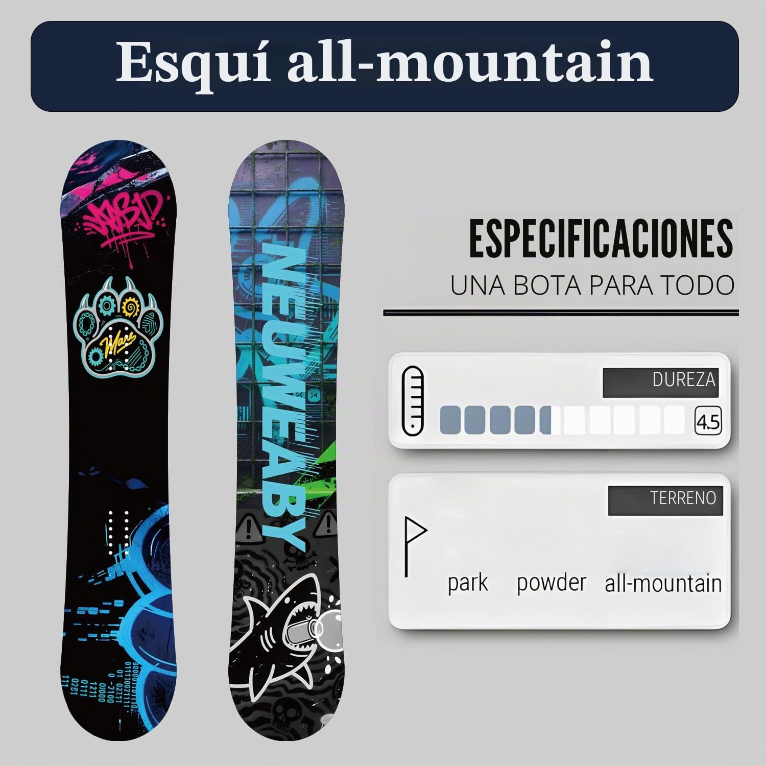 Tabla de Snowboard All Mountain para Mujer NEUWEABY - Estampado de Cielo Estrellado - Camber direccional Twin CAM-out para Snowboarders Principiantes y avanzados