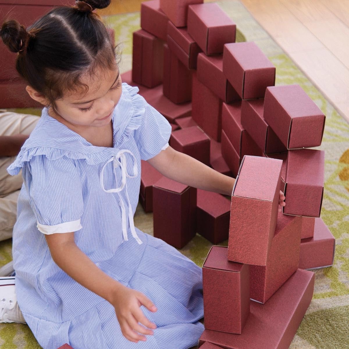 Kaplan Early Learning Jumbo Brick Blocks - 44-Piece Durable Cardboard Building Set, Block Play, Construction - Oversized, Lightweight Blocks for Early STEM and Creative Play for Toddlers, Ages 2+
