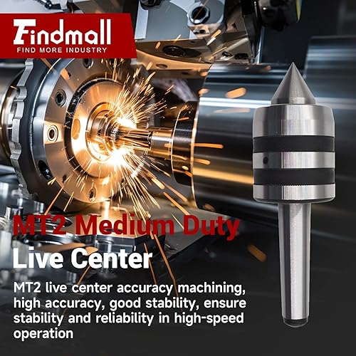 Vista 2 de findmall MT2 Centro Vivo de Servicio Medio de 60 Grados Centro de Contrapunto Vivo Apto para Tornos CNC, Tornos Manuales Ordinarios y Tornos de Alta