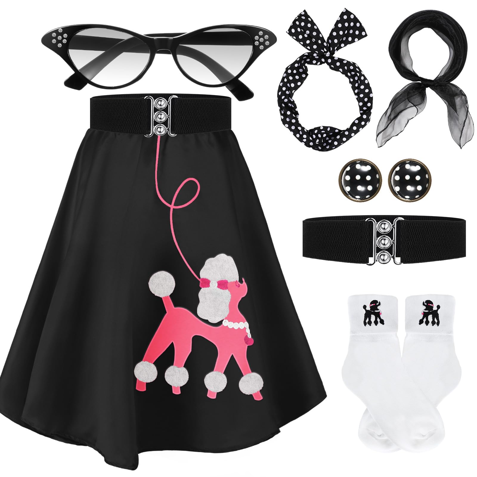 Women 1950s Poodle Skirt Costume Outfit