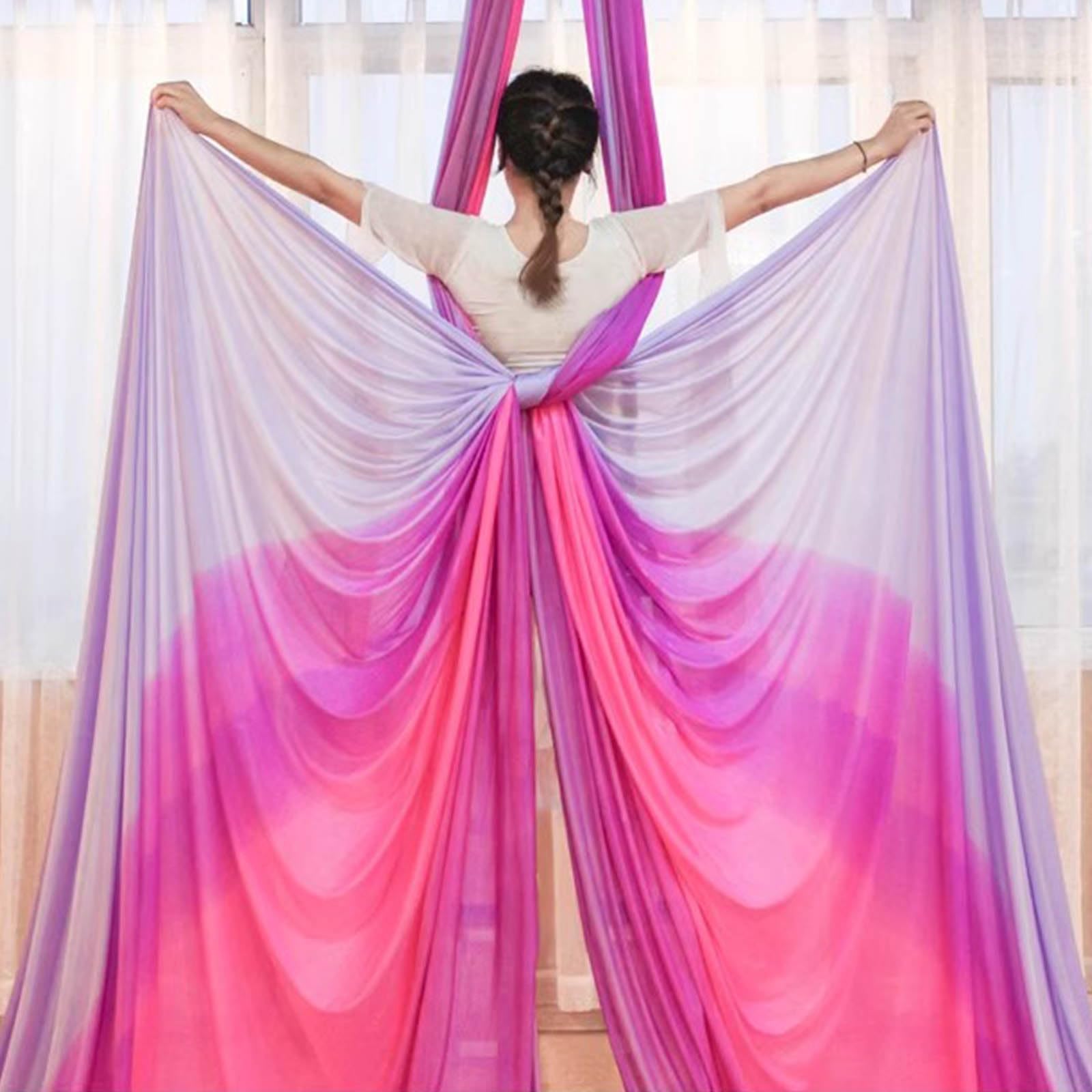 Tissu De Yoga AéRien, éQuipement AéRien en Soie De Qualité SupéRieure à Faire Soi-MêMe, Tissu éLastique pour Hamac De Yoga, Tissu Vertical pour BalançOire à éLingue