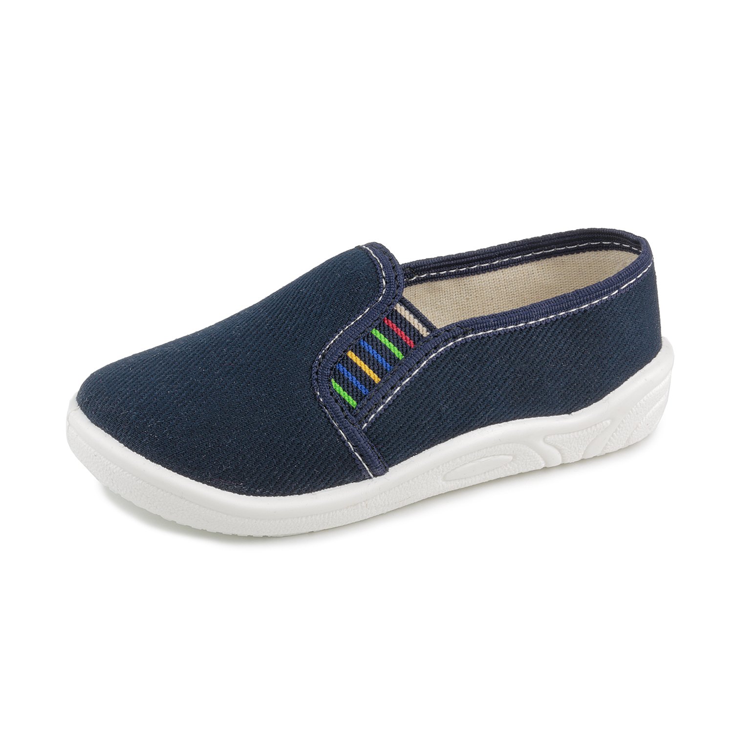 ZetpolMarcin 225 Multicolored Stripes Navy Blue Little Boys' Natural Canvas Slip-On