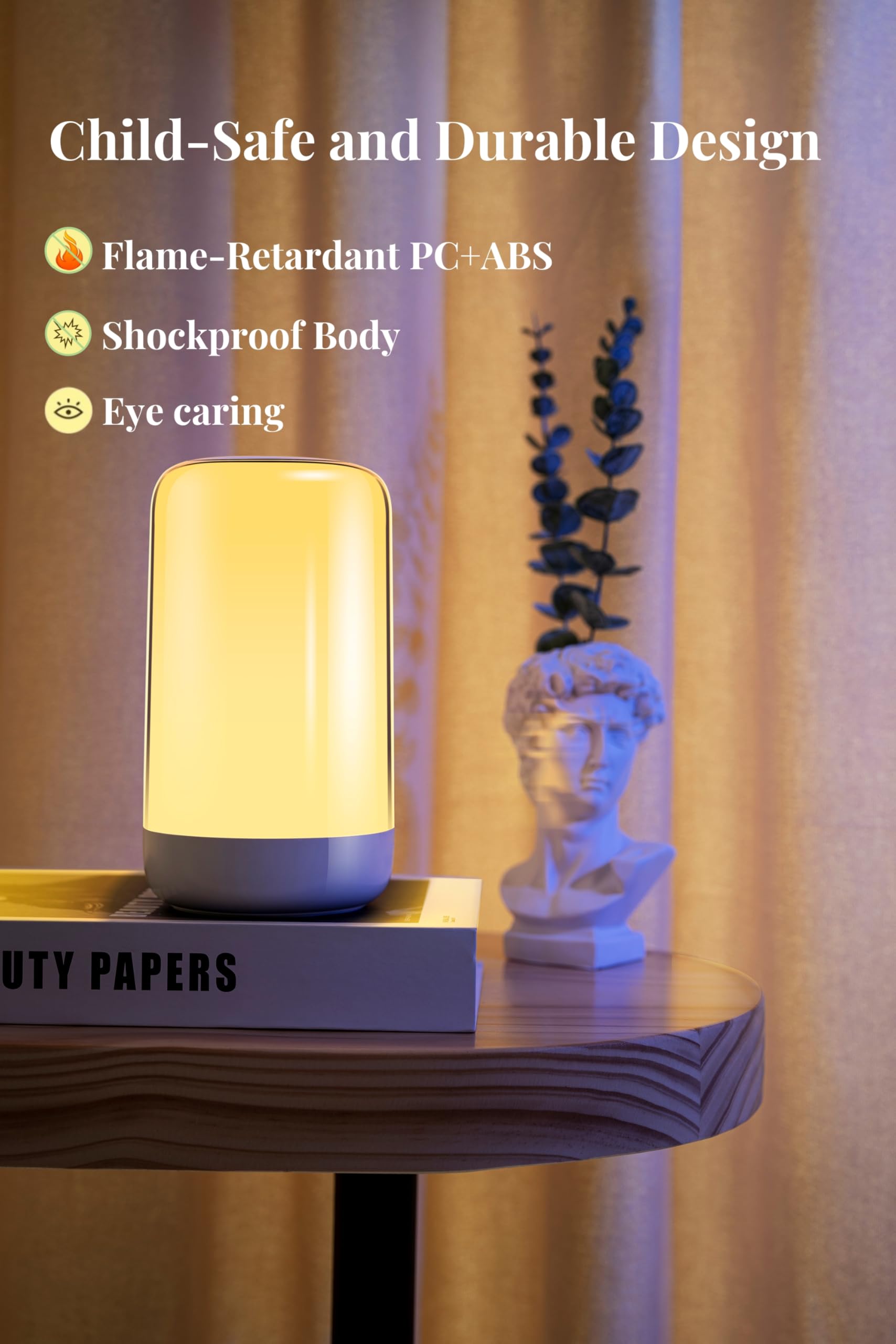 YAFULUODI RGB 7 Color Gradient Night Light, Portable Rechargeable Nursery Lamp with Color Transition & Stepless Dimming, BPA-Free Baby Night Light, Ideal for Breastfeeding, Baby Room & Travel