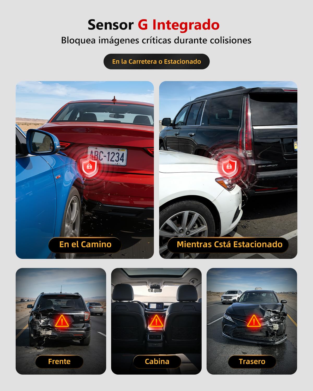 Dashcam 3 Canales STARVIS 2 y HDR - Dashcam Cámara Coche 4K Frontal, Camara vigilancia Coche 1080P Interior y Trasero,WiFi 6,GPS,G-Sensor,vigilancia del estacionamiento Las 24 Horas, Tarjeta de 64GB