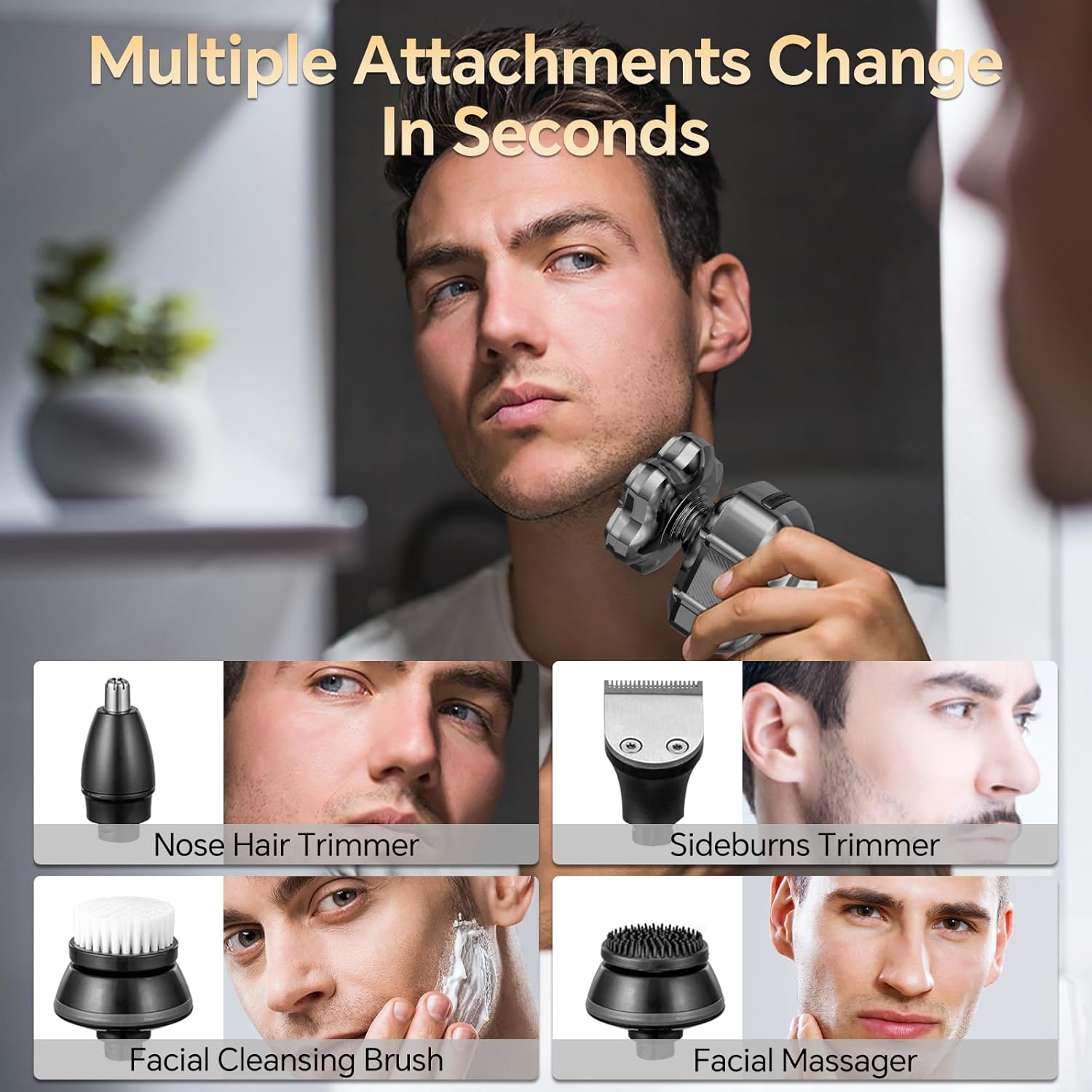 Head Shavers for Bald Men, 7D Electric Razor 10000 RPM High-Speed Mens Head Shaver, LED Display & IPX7 Waterproof for Wet/Dry Use, Fast Rechargeable Shaving Grooming Kit - Image 4