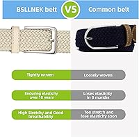 Vista 2 de BSLLNEK Cinturón trenzado elástico, 1 38 pulgadas, cinturón elástico tejido para golf, pantalones cortos y casuales