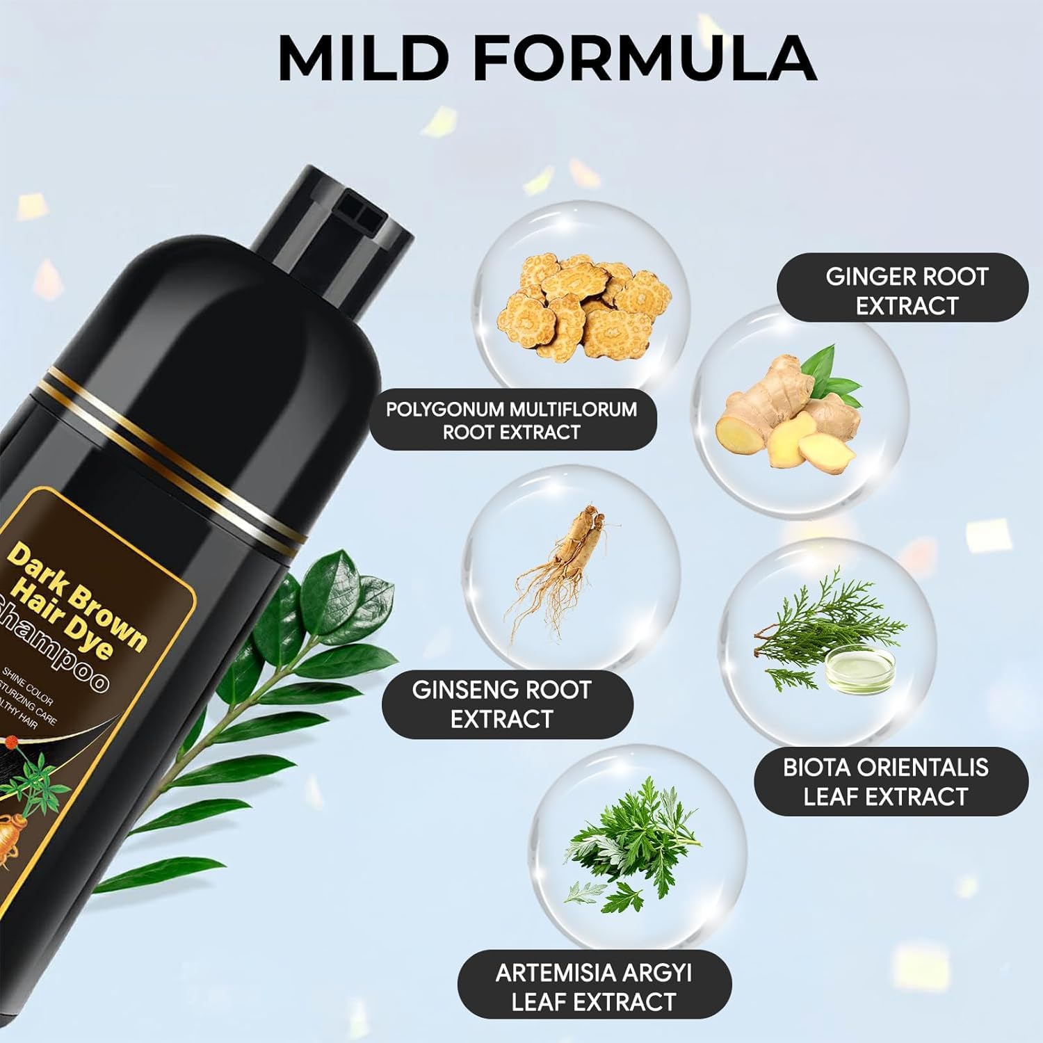 Herbal 3-in-1 Hair Dye Shampoo for Gray Hair Coverage